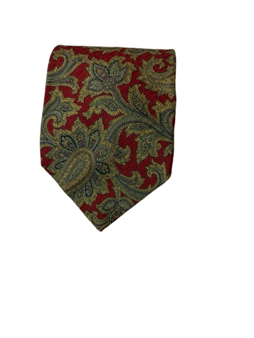 Burberrys Of London Vintage Paisley Silk Tie Red Made In USA Necktie